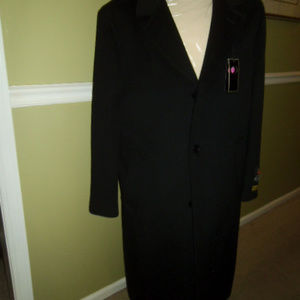 Men's full length wool and cashmere black coat